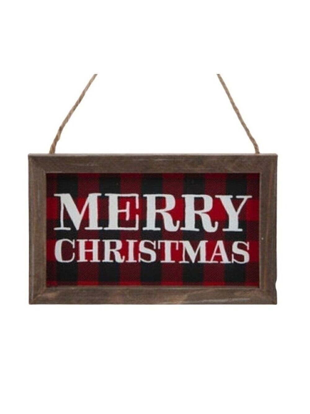 Merry Christmas Mini Sign 5 in Buffalo Check Red Holiday Decor Farmhouse Rustic